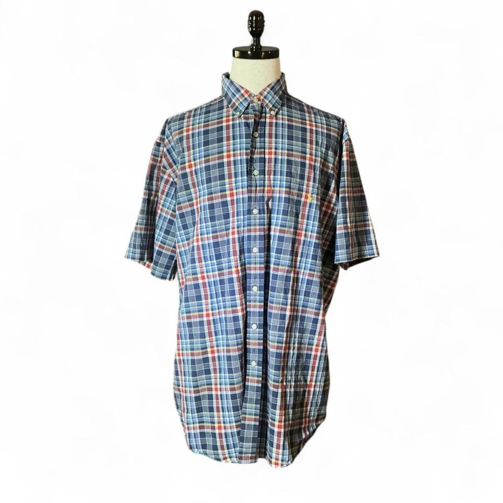Ralph Lauren Men Classic Fit Plaid Short Sleeve‎ Button Down Shirt Preppy